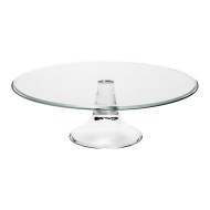 Prato 32cm de Bolo de Vidro Com Base